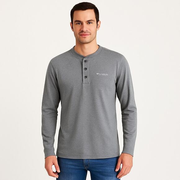 Columbia Men's Thistletown Hills Henley Front Button Shirt Gray, Size Small NWOT - Picture 1 of 9